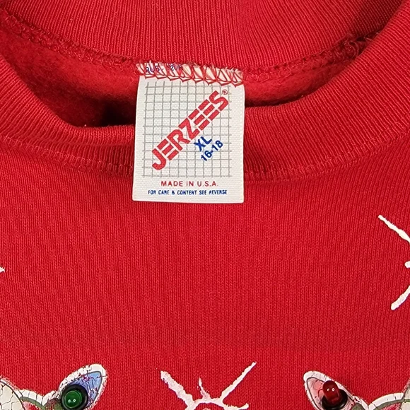 Jerzees Vintage 80's Made in USA Christmas Lights Light Up Ugly Sweatshirt S - Picture 4 of 16